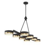 Lustre linéaire à DEL 8 lumières en noir mat avec accents laiton chaud 