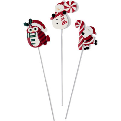 19" Christmas Metal Stake, Set of 3