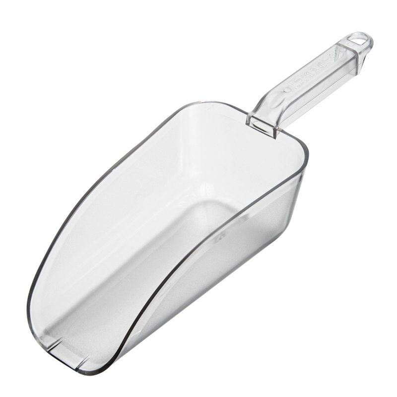 Pelle à glaçons 32 onces pour restaurant, 1 cuillère à nourriture à fond plat - bord avant biseauté, fente suspendue, pelle à farine en plastique transparent PC, légère, pour la glace ou les ingrédients secs