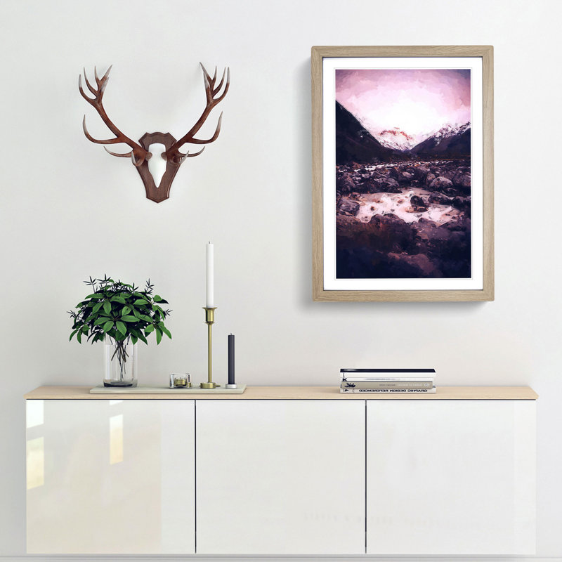 Mount Cook in New Zealand in Abstract - Picture Frame Graphic Art Print, 36cm H x 27cm W x 2cm D, Oak Framed