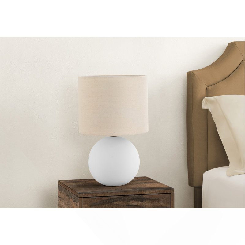 Lighting, H 16 po, lampe de table, abat-jour crème, céramique crème, contemporain