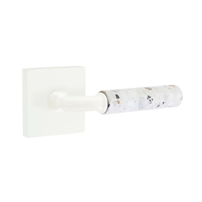 Emtek Select Passage Interior Mortise w/ Square Rosette & R-Bar Stem, Light Terrazzo Lever