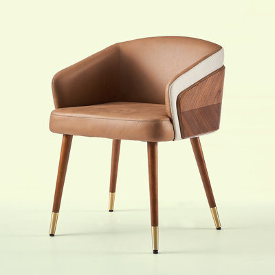 18.1'' H Genuine Leather Upholstered Armchair