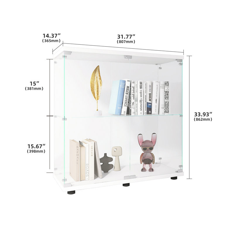 33.93'' H x 31.77'' W Wood Trophy Display Case, White
