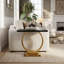  Ensemble de table de salon Balck and Gold de 3, table basse de 50 po avec 2 tables de bout carrées, ensemble de table de café moderne en acier inoxydable poli