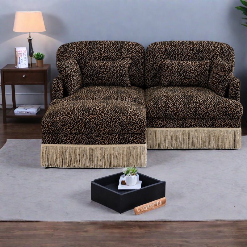 Causeuse léopard avec repose-pieds mobile Modern Sofas, Chenille