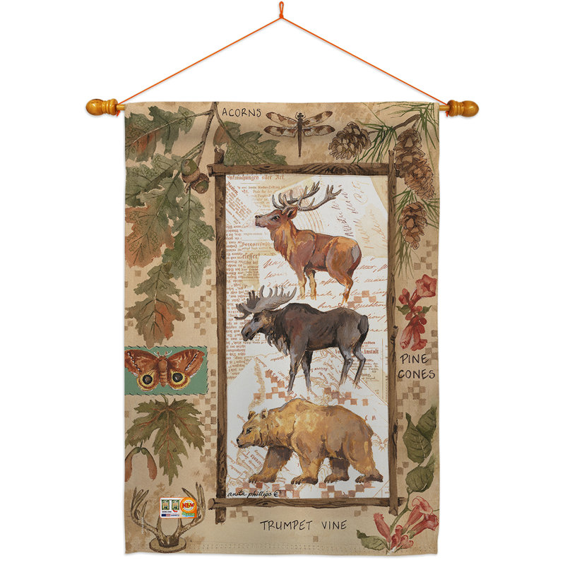 Coussin décoratif en polyester 2 faces 40 x 28 po « Woodland Adventures impressions » Ensemble de drapeaux