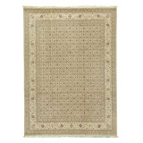 Hand Knotted Wool Oriental Area Rug in Light Green And Ivory