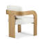 Ensemble de 2 chaises de salle à manger avec dossier coussiné, tissu blanc bouclé, structure en bois massif de couleur naturelle-1261213714-1261213713