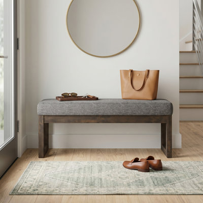 Milltown Upholstered Solid Wood Contemporary Rectangular Ottoman Bench with High-Density Foam