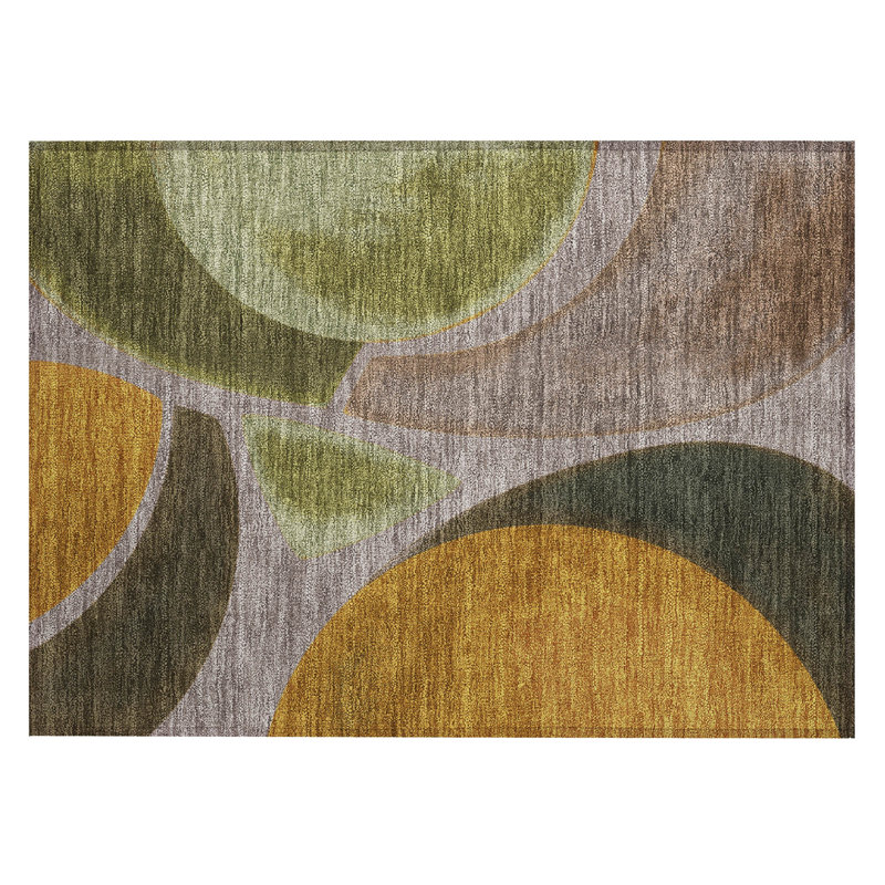 Tapis abstrait lavable à la machine intérieur / extérieur ACN2537, Taupe, Rectangle 1 pi 8 po x 2 pi 6 po