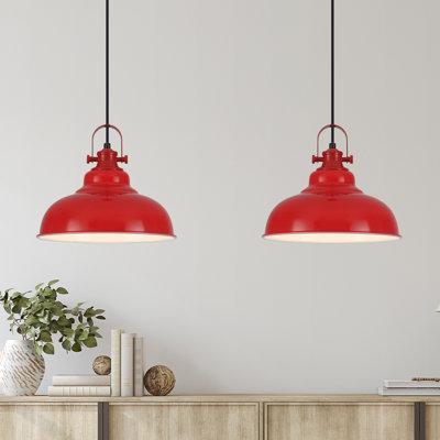 Paquet de 2 luminaires suspendus rouges pour îlot de cuisine, luminaires suspendus Farmhouse, luminaire suspendu pour îlot de cuisine, restaurants et cafés
