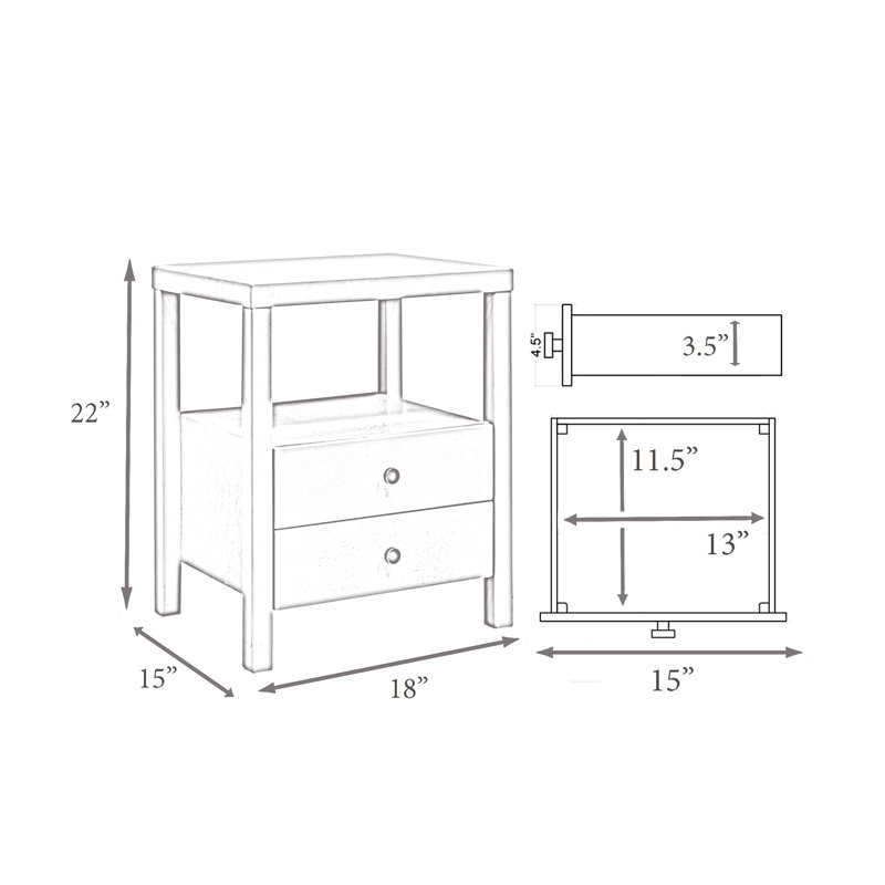 Aderyn 18'' W Nightstand, White