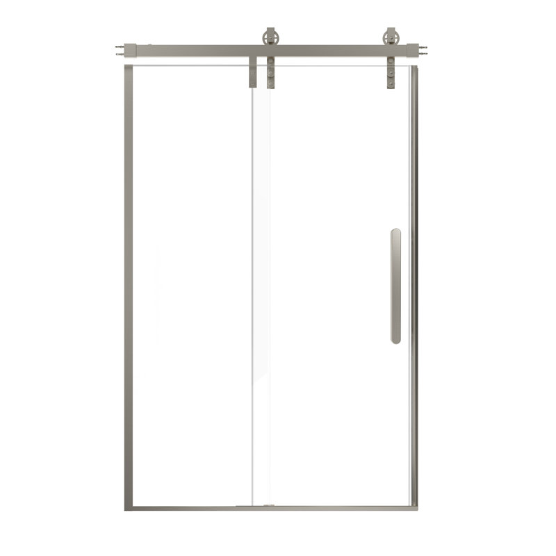 48'' Frameless Brushed Nickel Sliding Shower Door with Clear Glass