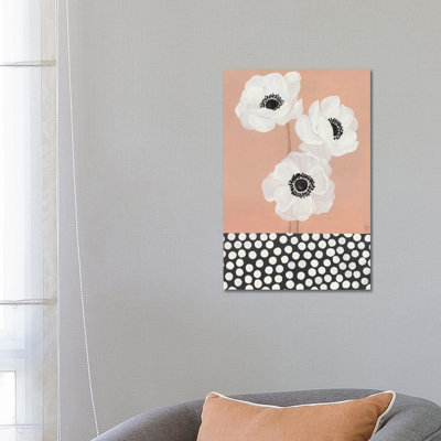 Caramel French Anemones With Polka Dots by CreatingTaryn - Wrapped Canvas Painting