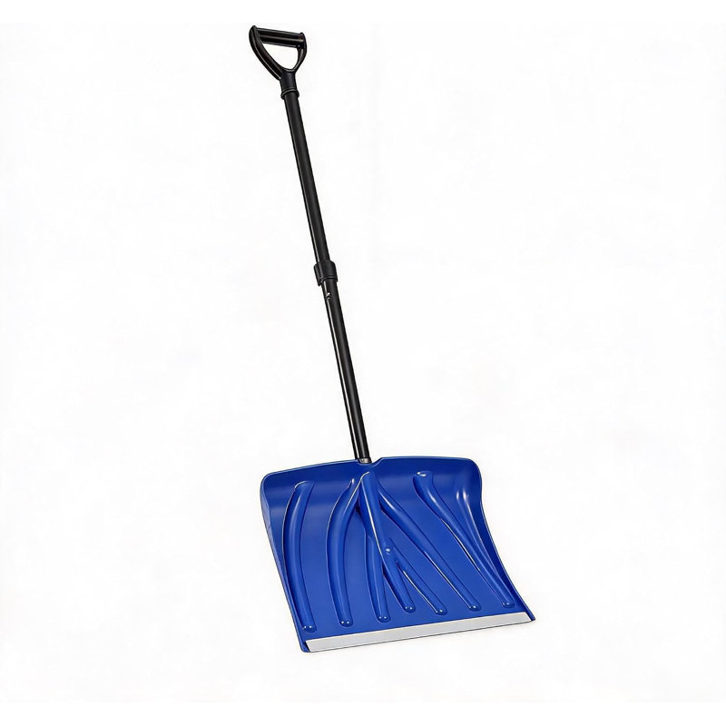 Pelle à neige, grande lame de 45 cm, manche en acier avec anneau en D et bande en aluminium, bleu, Blue