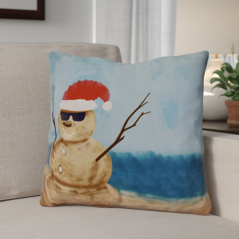 Housse et insert de coussin d'extérieur carré en polyester de polyester Coastal Christmas, H 18 po x l 18 po