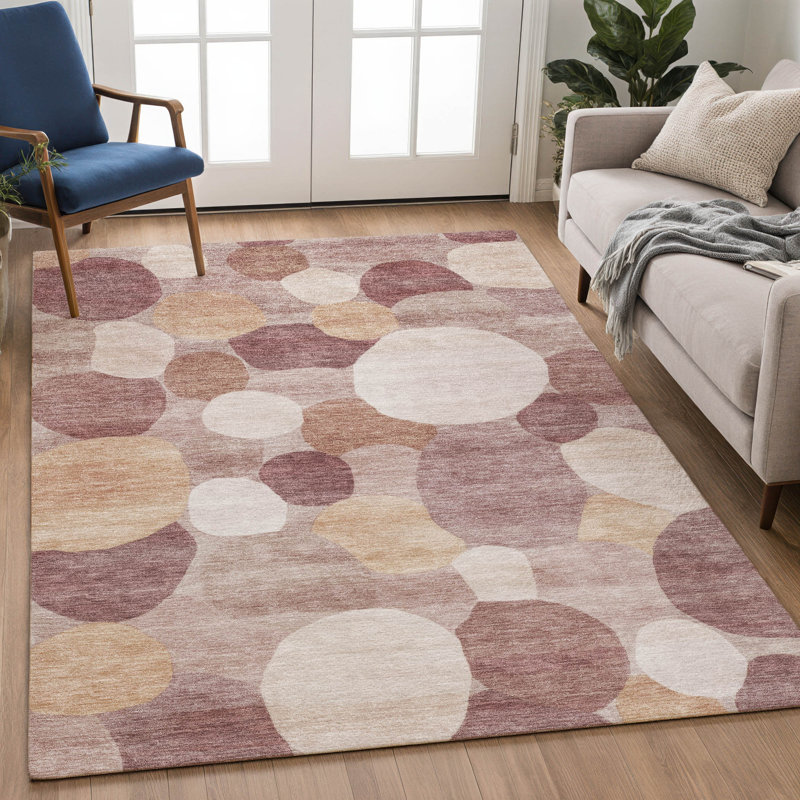 Tapis à pois Premium lavable à la machine AMF2375 Mayfield, Rosé, 3 pi x 5 pi