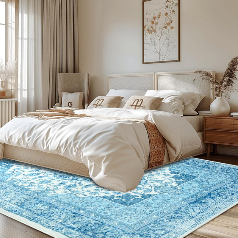Fillender Washable Soft Vintage Rug Fashion Floral Rug For Living Room Dorm Decor, Rectangle 5' x 7'