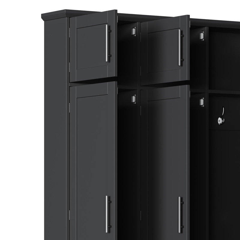 Modern Hall Tree With 4 Hidden Hooks, Black