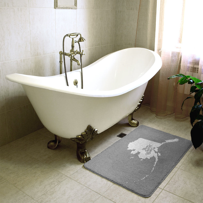 Tapis rectangulaire antidérapant pour salle de bain, Rose, L 21 po x L 34 po, Home Sweet Home Anchorage
