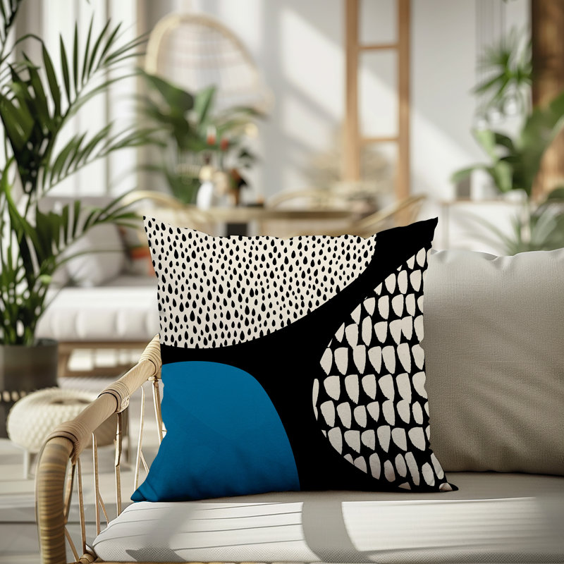 Coussin carré intérieur / extérieur pia, 19"H x 19"W, Turquoise / noir / blanc cassé