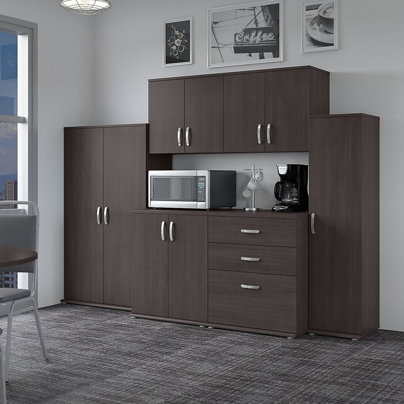 Bush Business Furniture Universal 108W 6 Piece Modular Storage Set with Floor and Wall Cabinets, Storm Gray