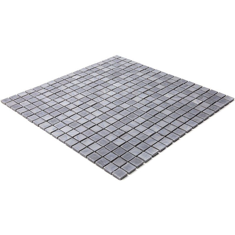 Skosh 0.6" x 0.6" Glass Grid Mosaic Wall & Floor Tile , Metal Gray