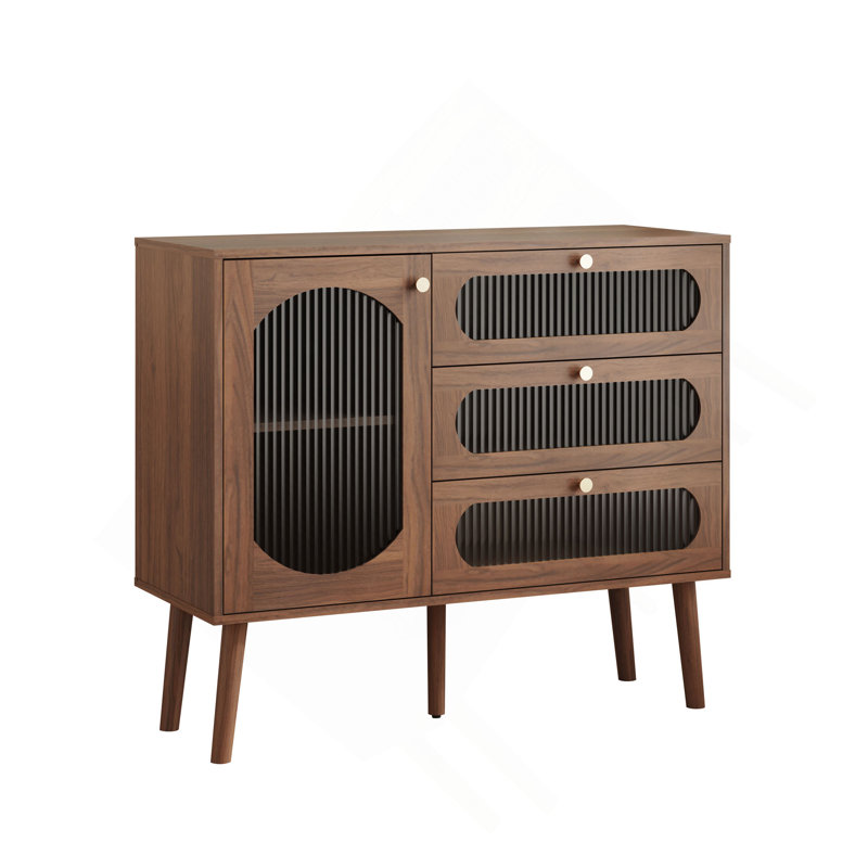 Armoire décorative avec 3 tiroirs et porte, armoire de rangement en bois avec tablettes, buffet de salon, vestibule