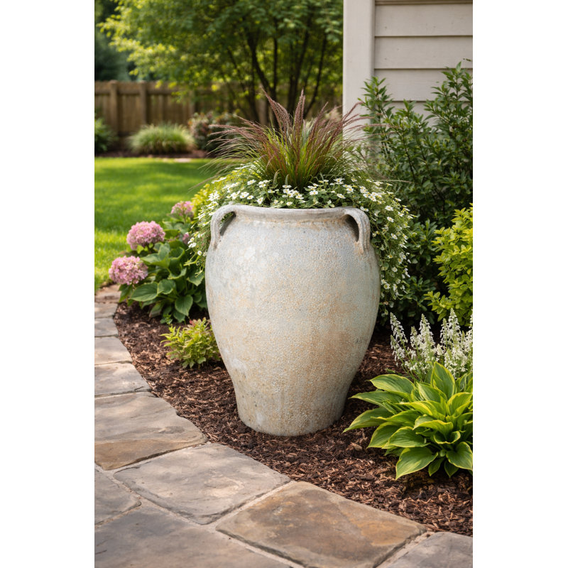 18 in. Vasilios Jar - White Lava, 28" H x 18" W x 18" D