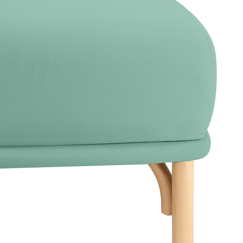 Repose-pieds carré standard en velours de 25,2 po de largeur, Velours bleu océan