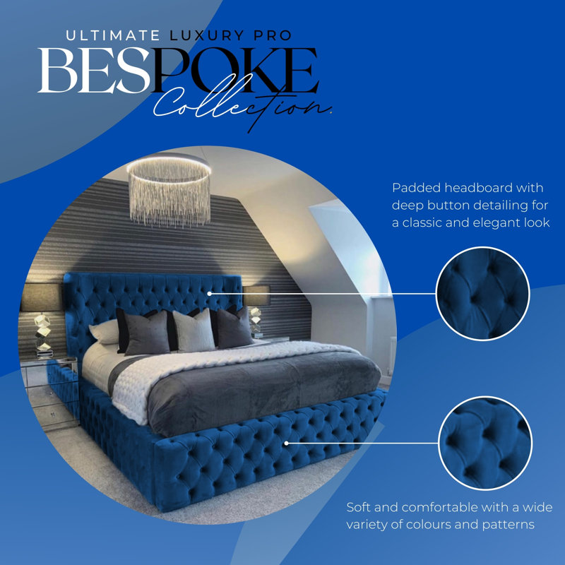 Aliyannah Upholstered Ottoman Storage Bed, Double (4'6), Blue