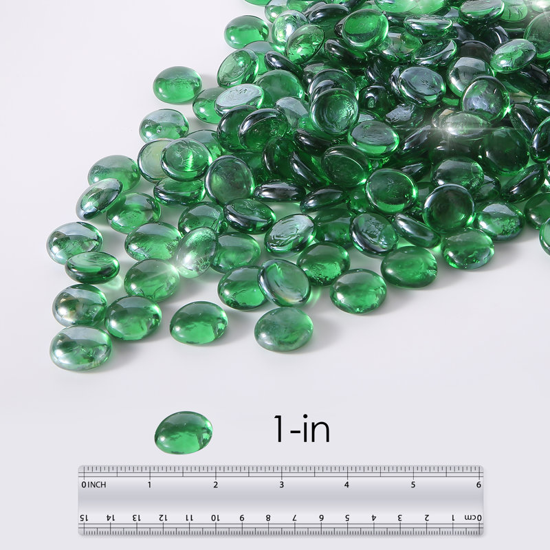 Empava 10 lb Verre de foyer de 1,0 po pour foyer au gaz, Vert émeraude