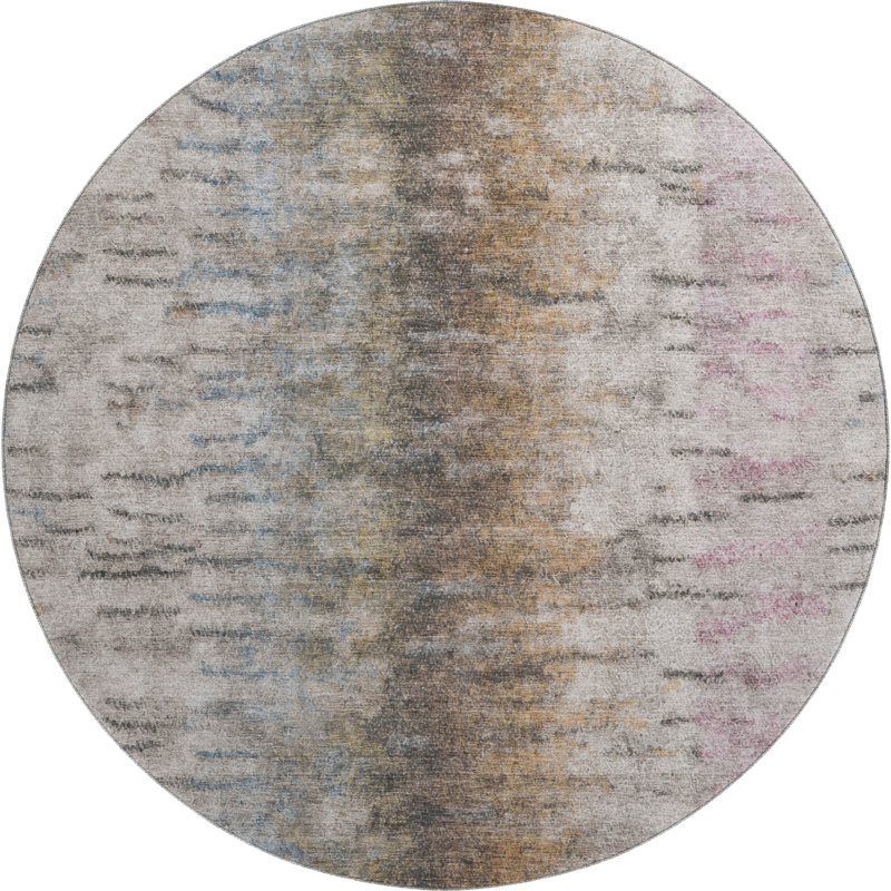 Premium Machine Washable Mayfield AMF2319 Casual Rug, 8' Round, Brown