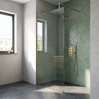 nuie 760mm Brushed Brass Wetroom Screen