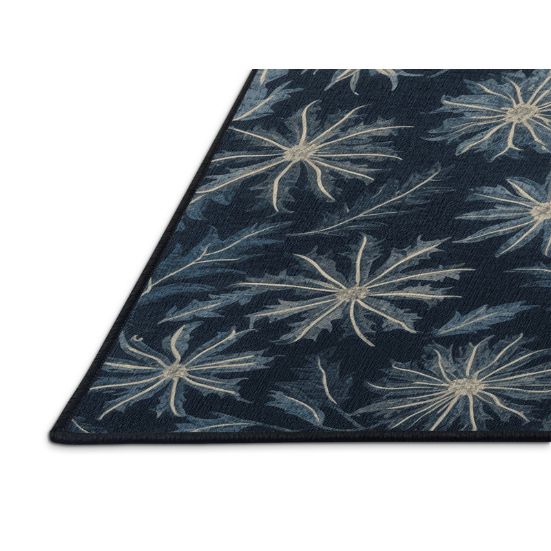 Machine Washable Botanical Gray Area Rug, Rectangle 2' x 3'