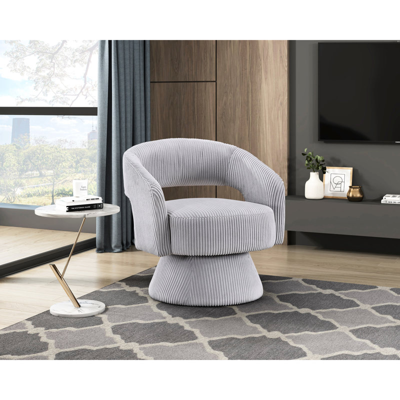 Élégante chaise pivotante en velours côtelé gris, structure en bois massif, polyvalente pour la maison en velours côtelé à 360 degrés et contreplaqué, utilisation