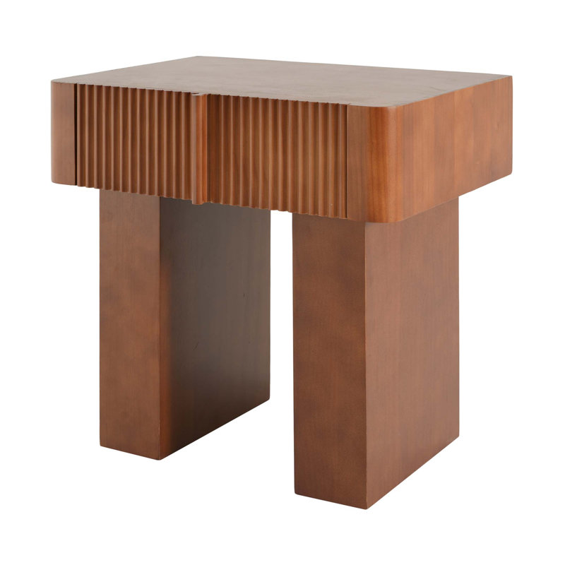 Table de bout Mid-Century en bois de noyer avec tiroir, décor élégant et fonctionnel pour le salon et la chambre à coucher