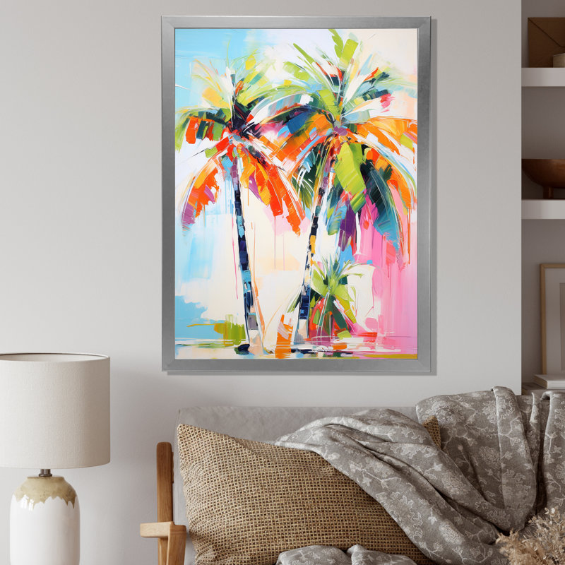 Colell Palm Trees Palm IV sur toile, Cadre photo argenté, H 40 po x l 30 po x P 1,5 po
