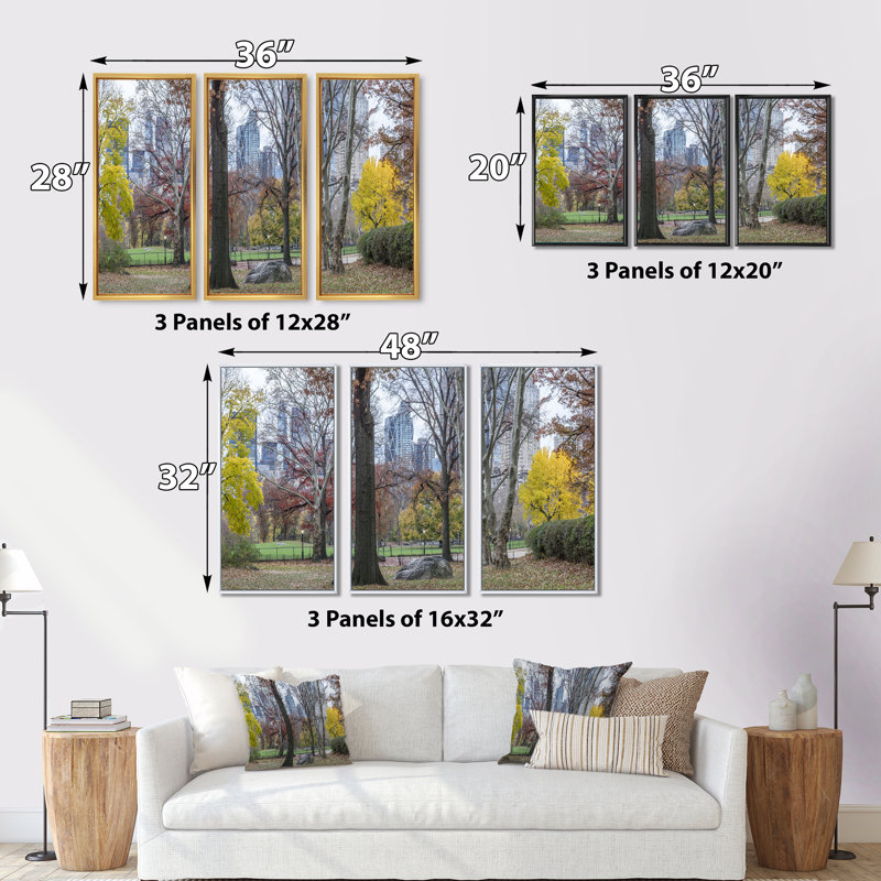 - Photographie de cadre flottant 3 pièces sur toile, H 20 po x l 36 po x P 1 po, Cadre doré