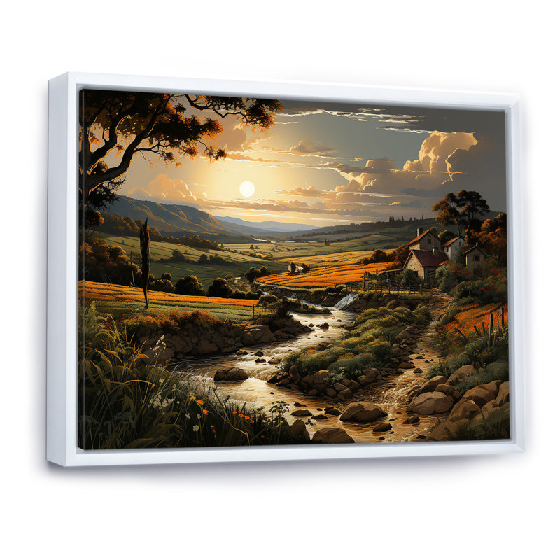 «Vineyard Charm Landscape V», reproduction sur toile, Cadre flottant blanc, H 12 po x l 20 po x P 1 po
