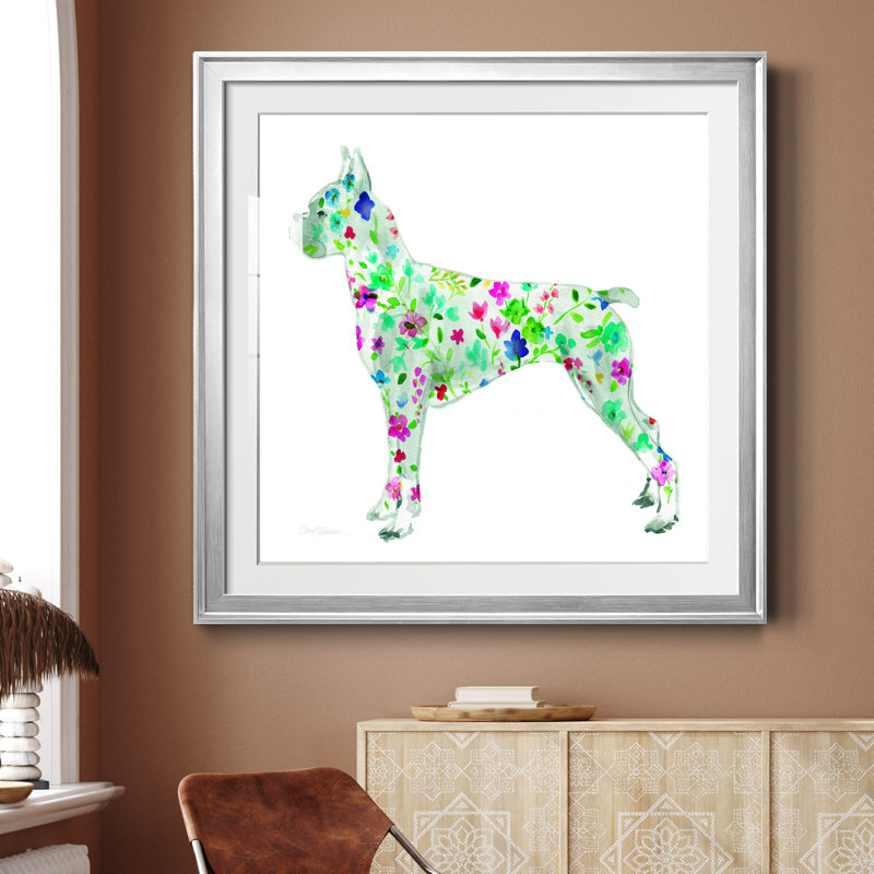 Tapisserie Boxer - peinture encadrée, H 30,5 po x l 30,5 po x P 1,5 po, Papier avec cadre argenté