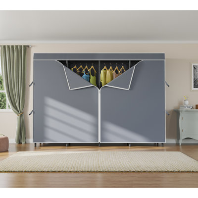 VIPEK V40C Plus Covered Garment Rack, Heavy Duty Freestanding Closet with Oxford Fabric Cover, Black Frame & Grey Cover