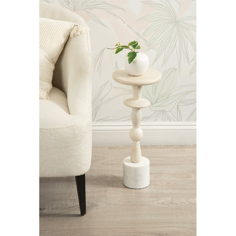 Table ronde en bois et marbre