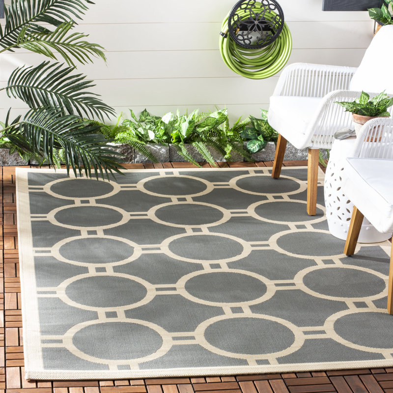 Arneshia Geometric Anthracite/Beige Area Rug, Rectangle 9' x 12'