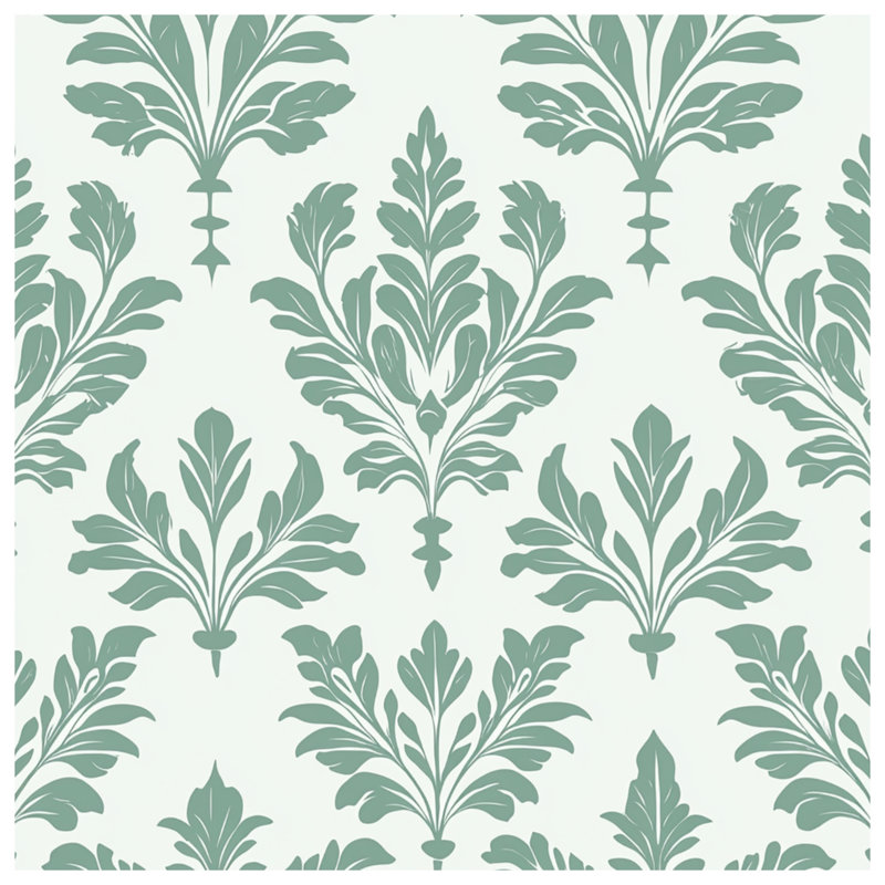 Green Leafy Damask Comforter, Twin