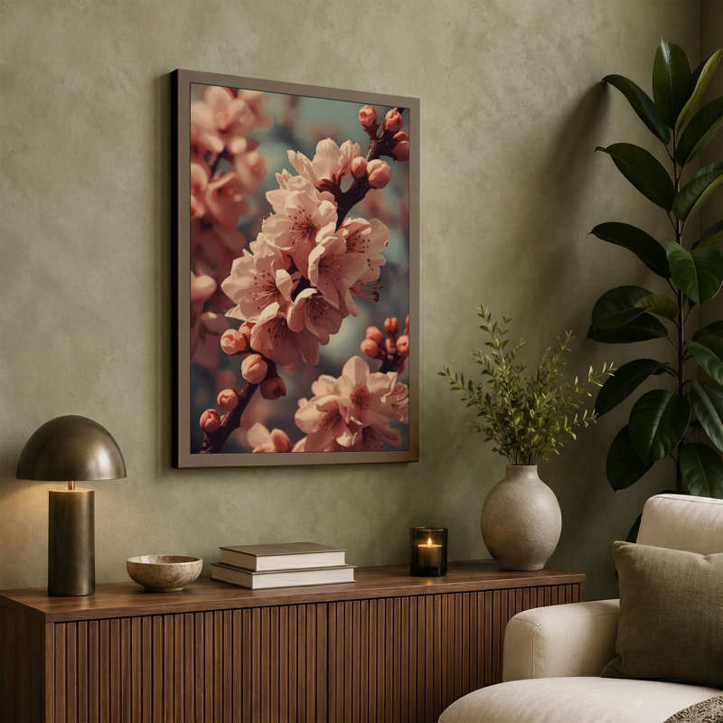 Petals in Bloom Botanical - Wrapped Canvas, 24x16 - 61.0 x 40.6 cm, Ochre Border