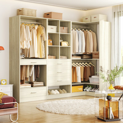 55”-79”Closet System Organizer With Drawers, Pants Rack,Cube Storage And Hanging Area