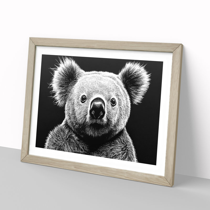 Koala Bear - Framed Print, 46cm H x 64cm W, Oak Framed