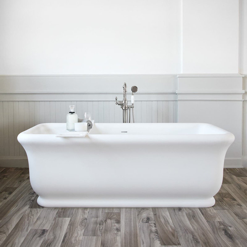 71'' x 31.50'' Soaking Solid Surface Bathtub, Matte White